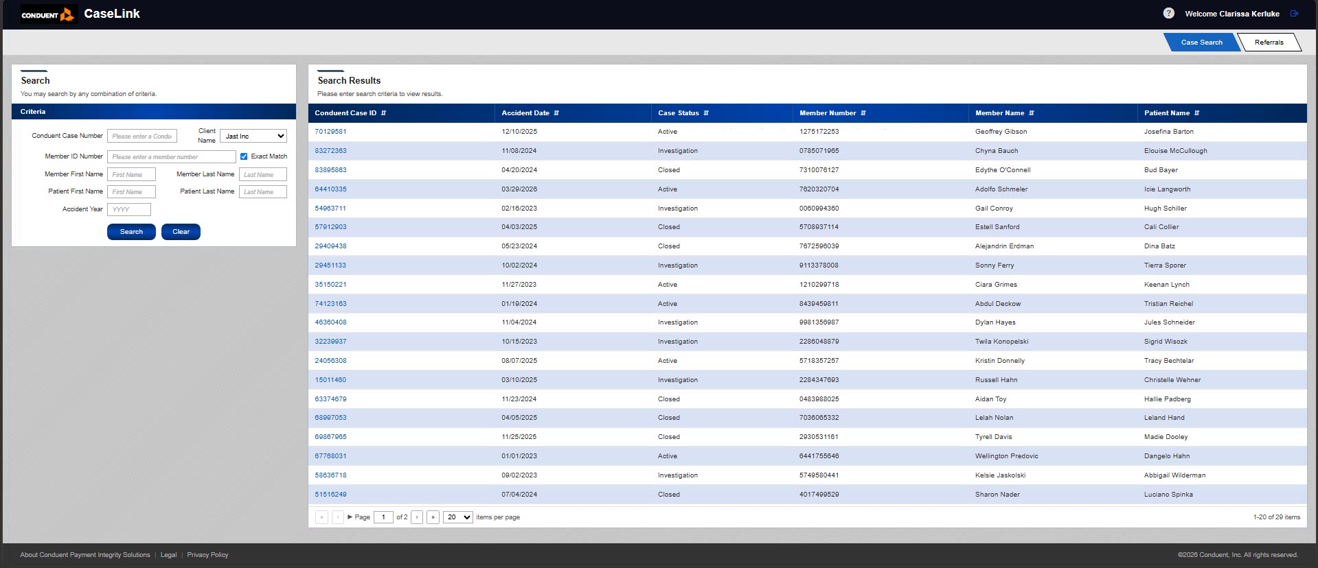 Case Search Results